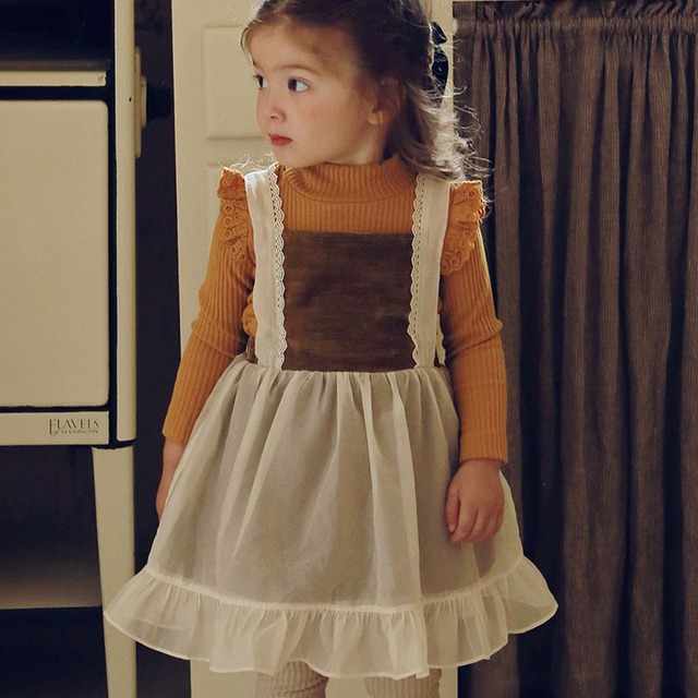 秋バックリボンチュールサロペットスカート