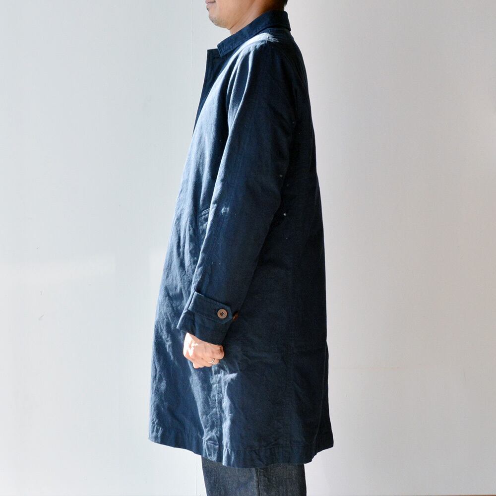 リネン RINEN 40/2高密度平織ステンカラーコート(R23104)ネイビー(05)