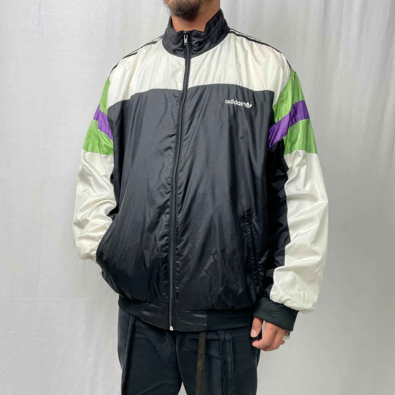 80年代 adidas アディダス ナイロン トラックジャケット メンズXL相当 