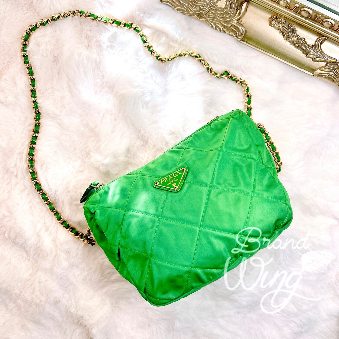 PRADA ナイロン チェーンショルダーバッグ ターコイズ PRADA プラダ 