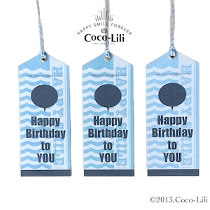 3type card tag／Happy Birthday／SKY BLUE