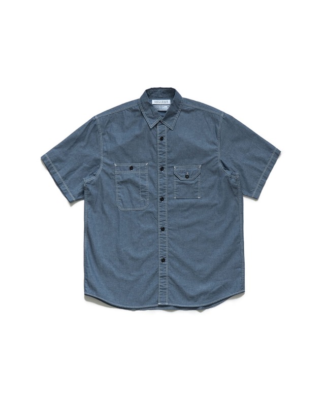 [EASTLOGUE] CHAMBRAY WORK HALF SHIRT / CHAMBRAY BLUE 正規品 韓国ブランド 韓国ファッション 韓国代行 イーストローグ 日本 店舗