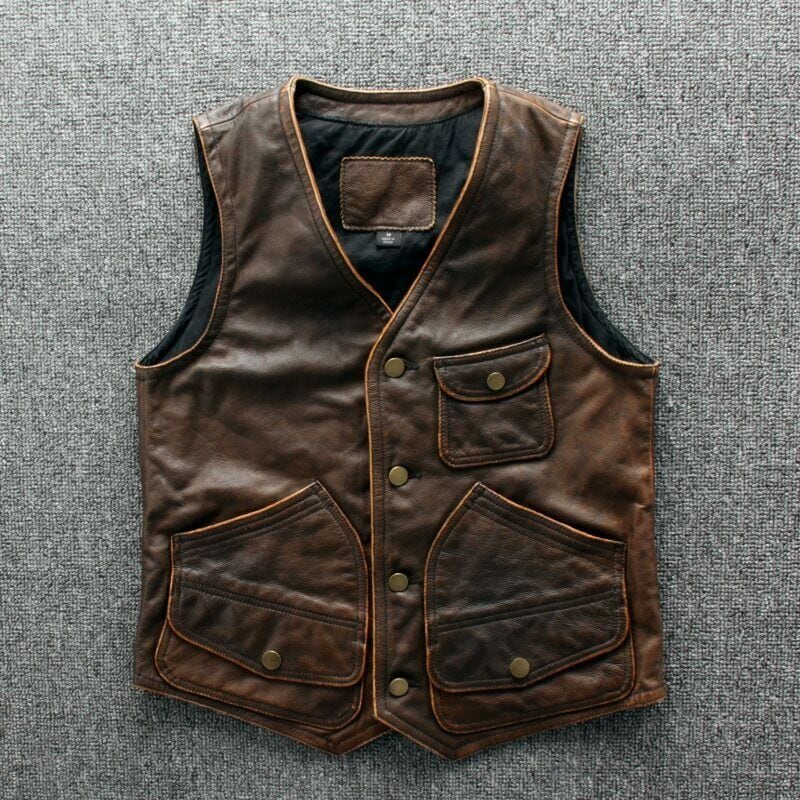 牛革ジャケット ライダースジャケット ノースリーブ 革ジャン メンズ Sleeveless Leather Jacket4545 牛革ジャケット ライダースジャケット ノースリーブ 革ジャン メンズ