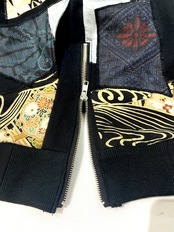 【hoodi30】 Remake Hoodie black・gray × kimono
