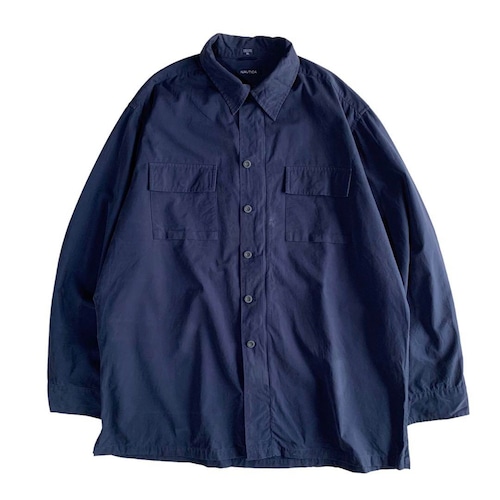 "00’s NAUTICA" Navy Double Pocket Shirt Zip Shirt
