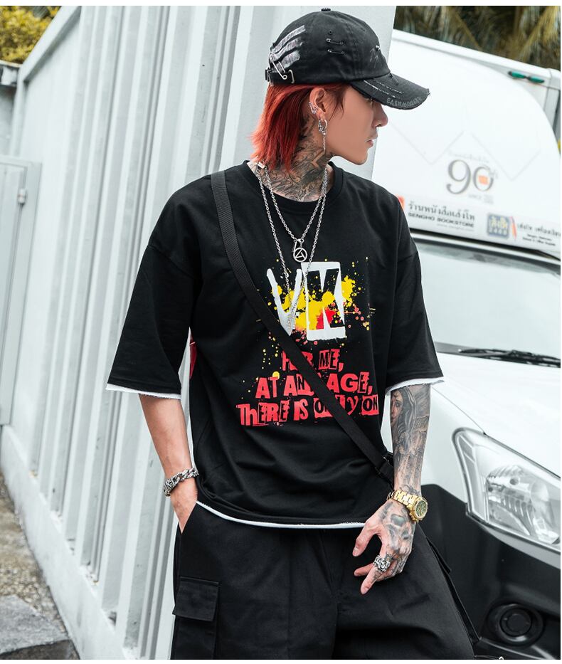 全2色 Tシャツ カットソー プリント カジュアル ストリート 