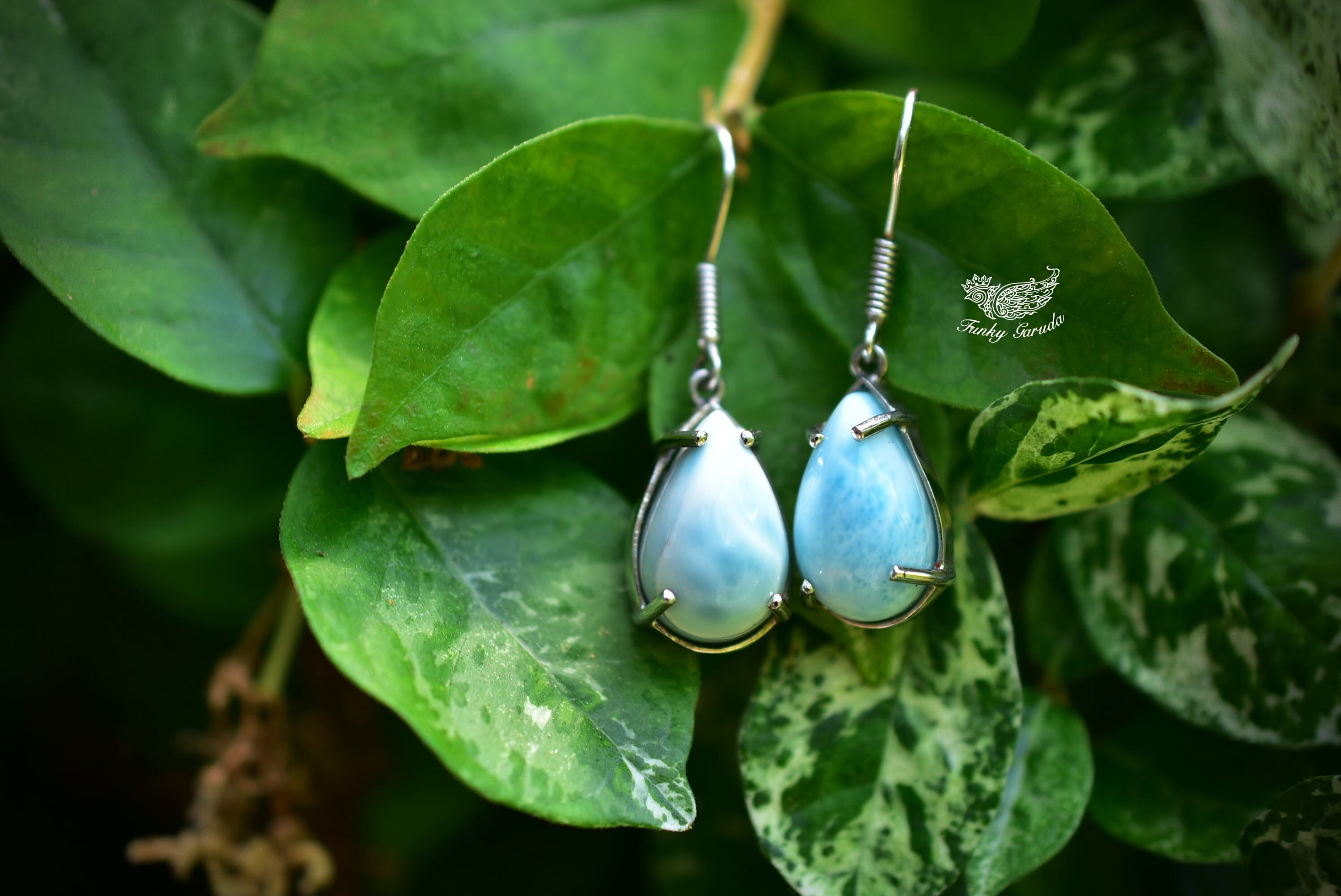 大きな雫☆ラリマー シルバーピアス450 | Funky garuda(ファンキー