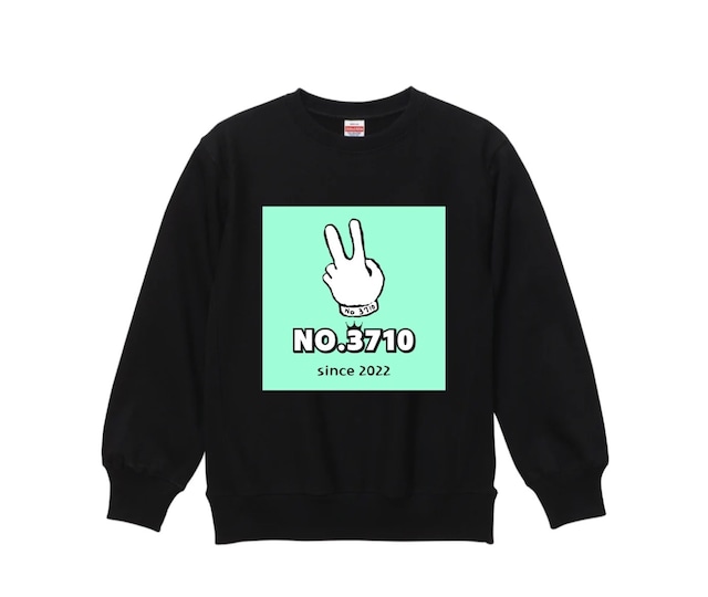 【Back Peace】crew neck sweatshirt （Black×Green）