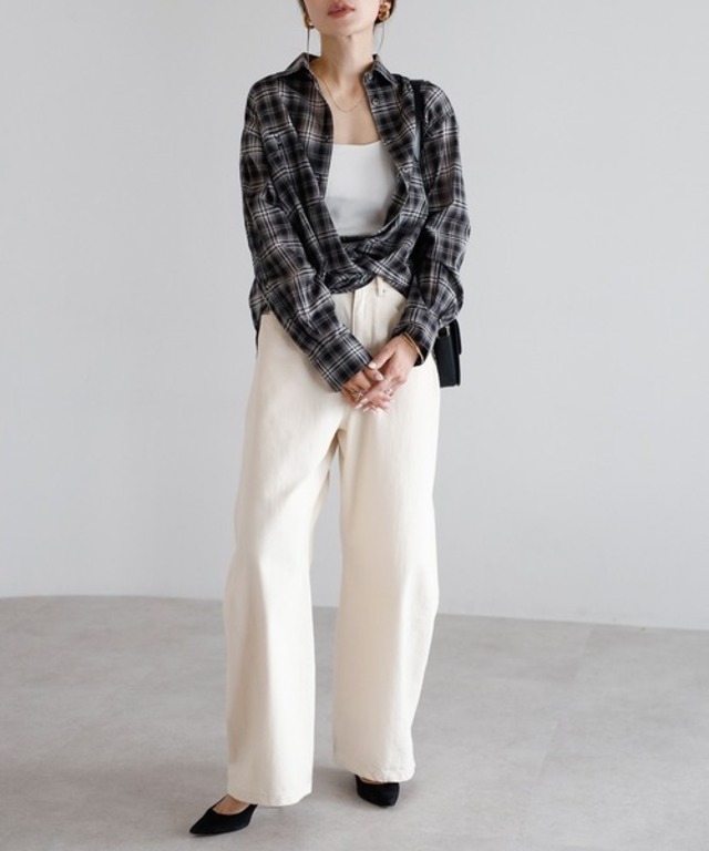 エアリーチェックリラックスシルエットシャツ