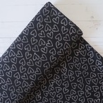 ブロックプリント生地【50cm単位】インド綿  ハート柄B ブラック #52110-BK1