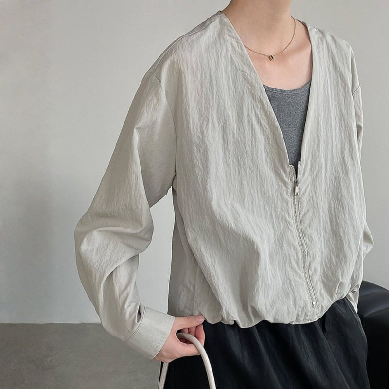 フロントジップ フェイクレイヤードシャツ N00302