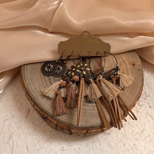 PONYボヘミアン民族風ピアス3点セット