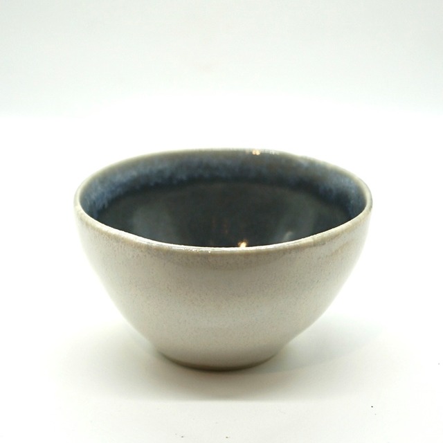 広瀬佳子　丸ゆのみM 白茶×藍