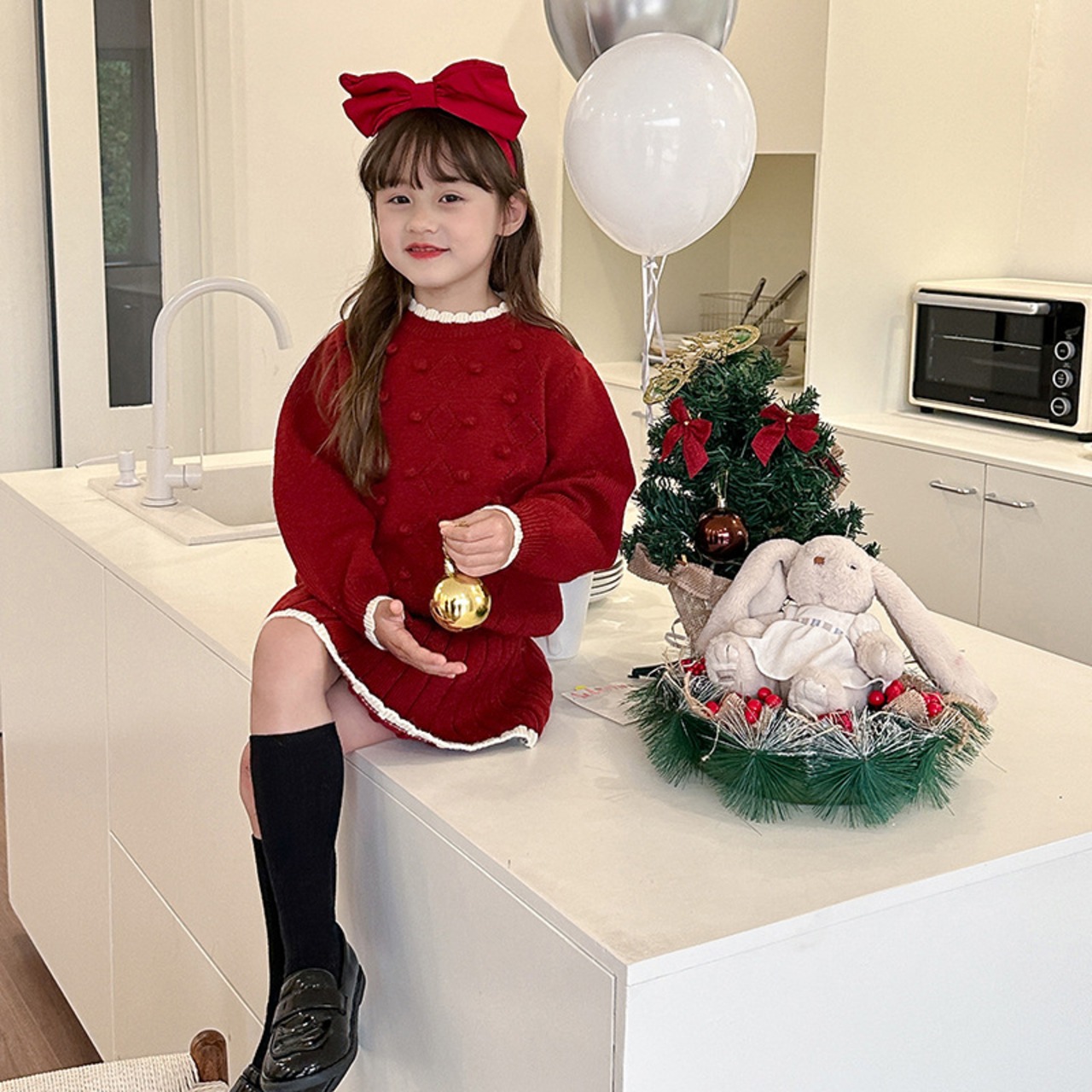 冬ポンポン飾りニットセット