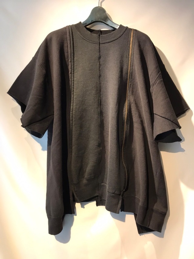77circa  zip removal wide solid sweat s/s top
