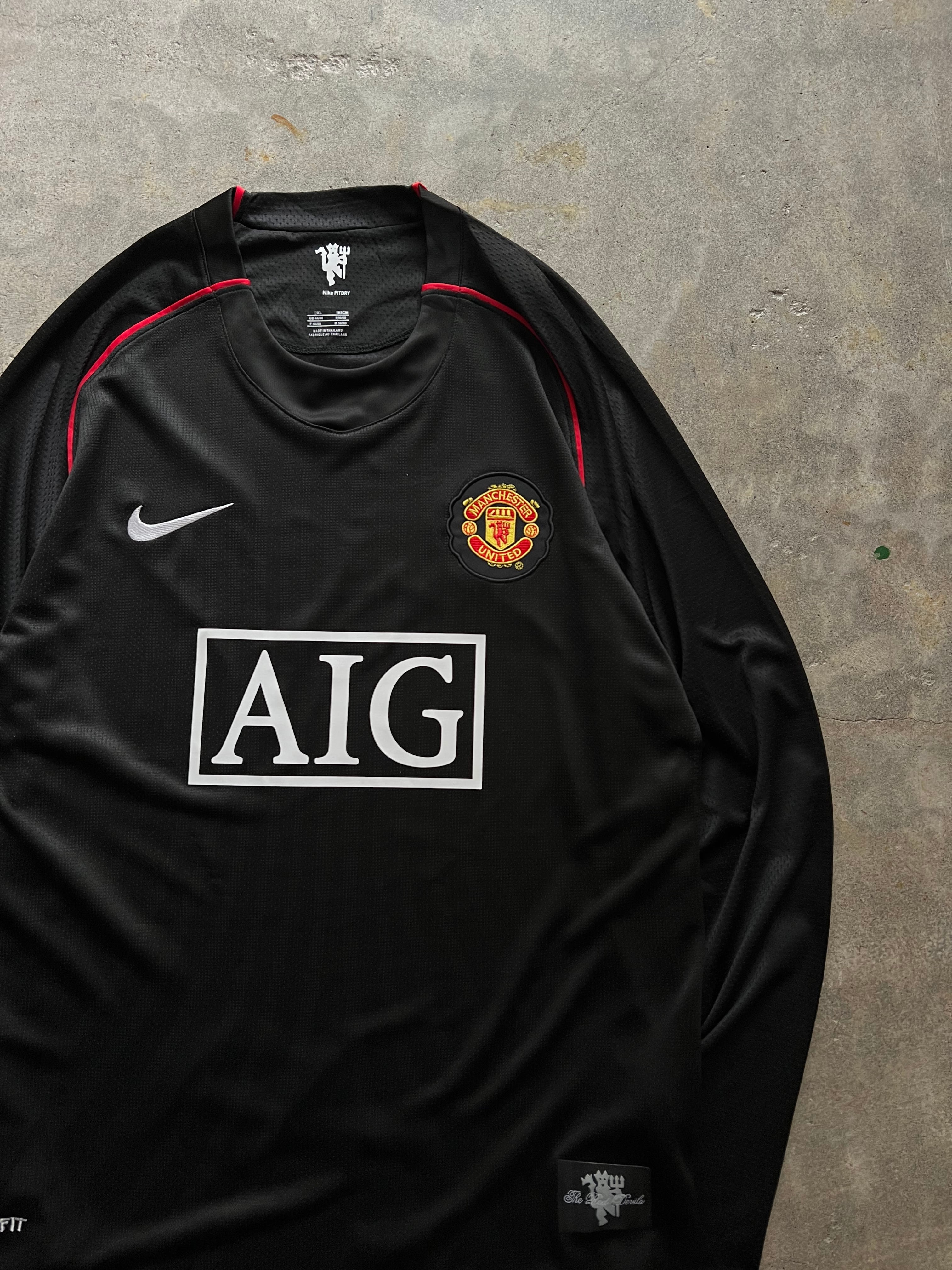 Manchester United アウェイ 長袖ユニフォーム AIG Nike XL 黒×赤