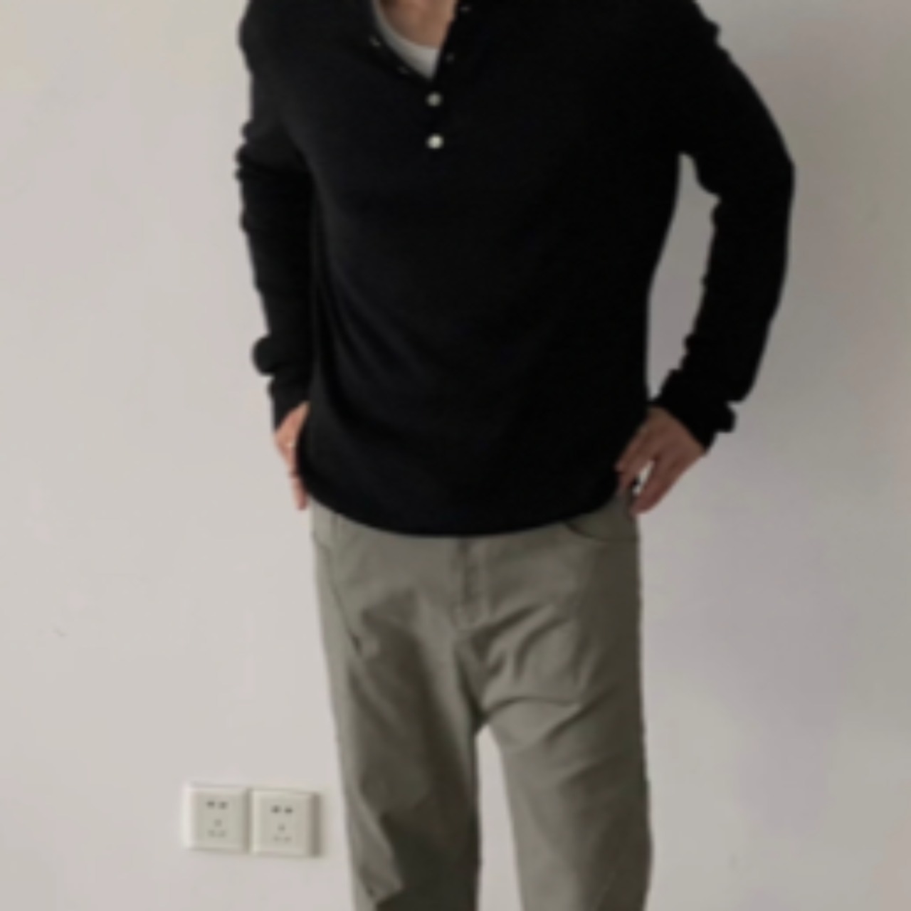 ヘンリーネックベーシックニット　0874