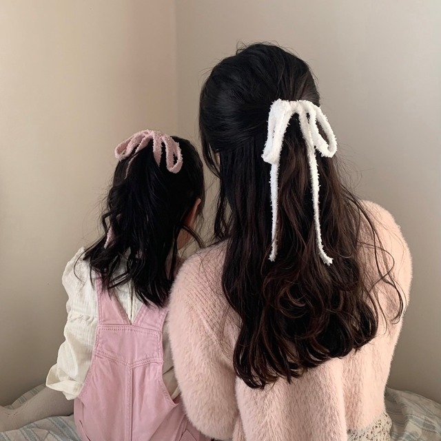 [即納] fluffy ribbon hair pin