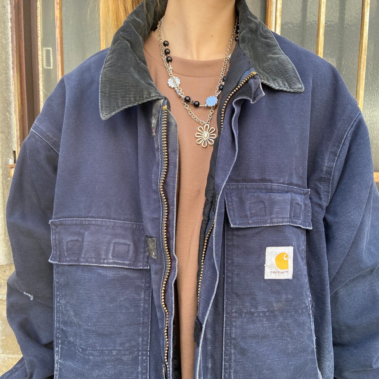 ビッグサイズ Carhartt カーハート C03 Arctic Traditional Coat ワークジャケット メンズXXL相当 古着 ネイビー【ワークジャケット】【HA10】【cs2212-10a】【3anniv】 cave 古着屋【公式】古着通販サイト SKY BOMBER デニム 七分丈 ダメージ レディース 裏地花柄