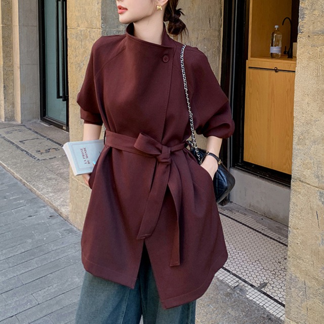 Stand collar trench coat S1680