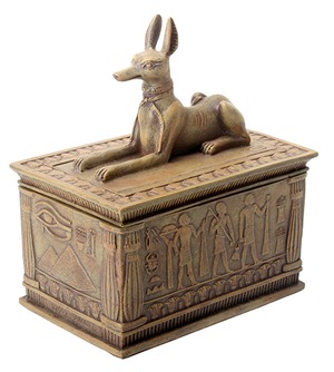 8447 エジプシャンエジプト　アヌビス神　砂岩風　小箱　Egyptian Anubis jewelry box　置物・小箱・古代エジプト