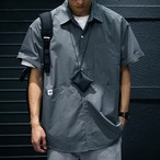 Short Sleeve Open Collar Box Silhouette Shirt ◇3color H0318