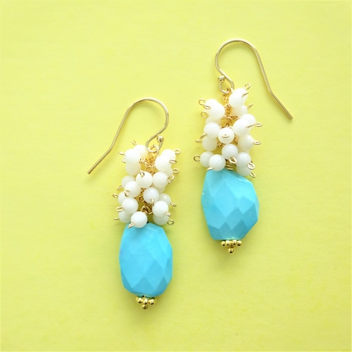 送料無料 14kgf*Sleeping Beauty Turquoise volume pierced earring