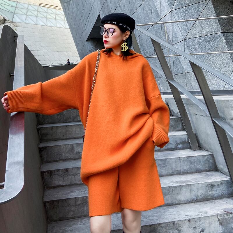 オータムウィンタースリムセーター ニットワイドレッグパンツ 大きめサイズ 秋物 冬物 ワイドパンツ ラブタオタオダレンハウス23472635788