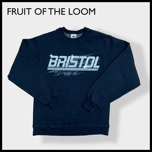 【FRUIT OF THE LOOM】BRISTOL DRAGWAY ドラッグレース サーキット 公式 オフィシャル ロゴ バックプリント 両面プリント スウェット トレーナー プルオーバー コピーライト2006年 黒 M スーパーコットン 肉厚 US古着