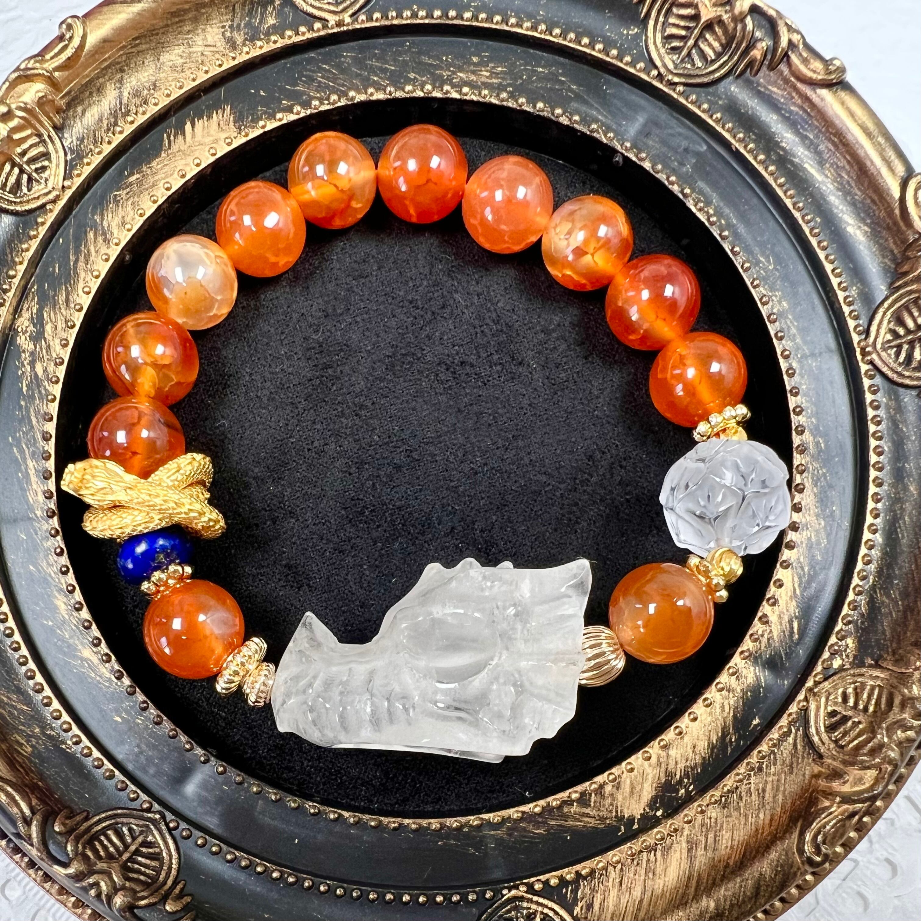 【水晶 龍 干支 デザインブレスレット】❤︎送料無料❤︎天然石 パワーストーン