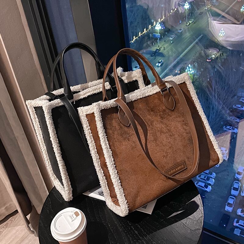 オータムウィンターレディーススタンダードショルダーバッグレッド レトロ 秋物 冬物 トートバッグ 手作りハンドバック90629209468