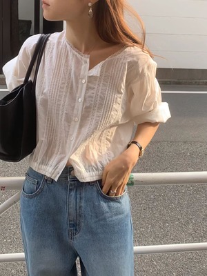 (予約) ounce / Banding lace blouse