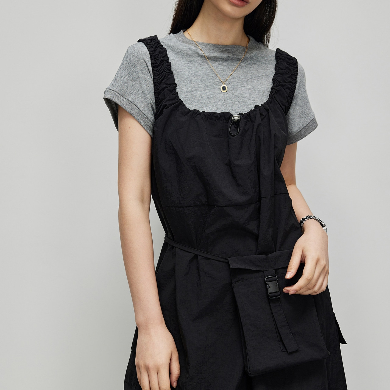 Pocketed Jumper Skirt【2color】 T0734