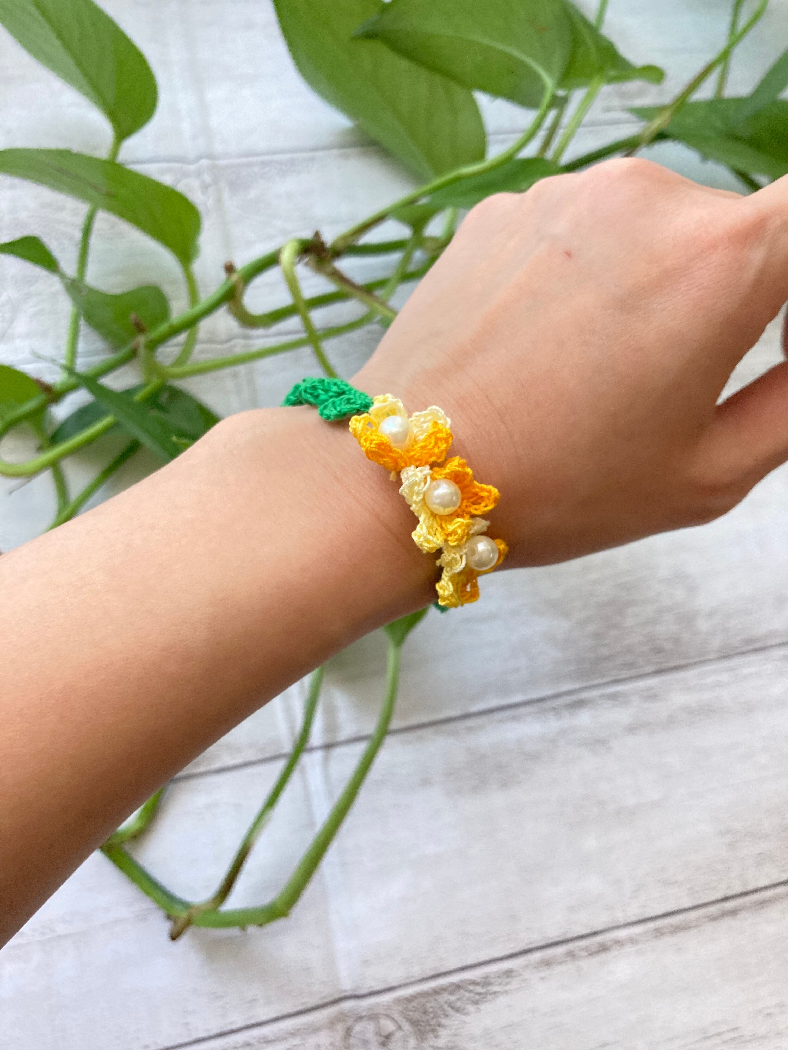 かぎ針編み お花モチーフ ブレスレット | kigokochi