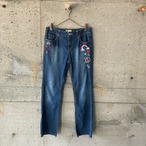 embroidered flare denim