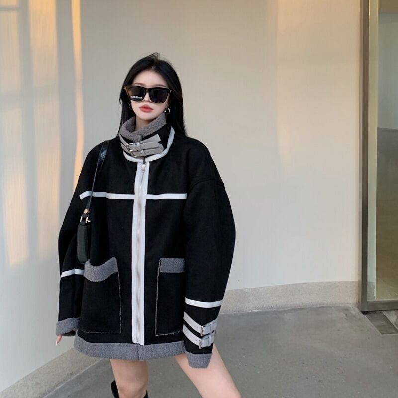 コート ジャケット ウールカラーブラックオータムウィンター コットン 秋物 冬物 ブラックストロベリース49036016651