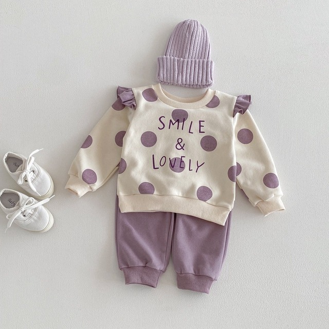 【BABY&KID】パープルドットセットアップ