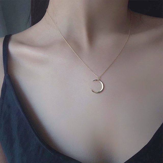 s925 simple moon necklace