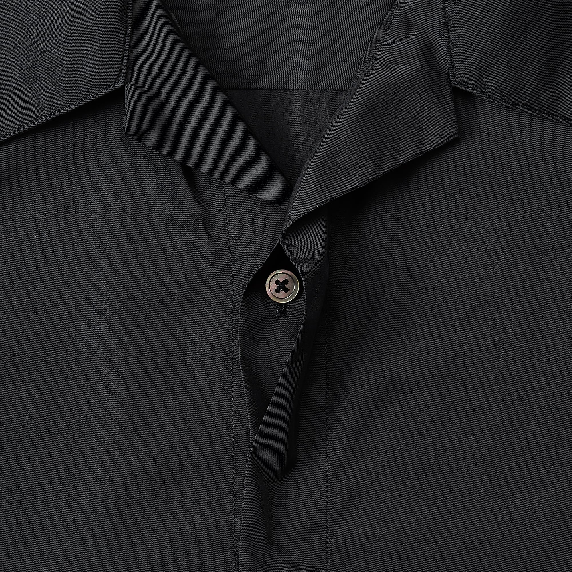 everyone fly front open collar short sleeve shirt (BLACK) | everyone