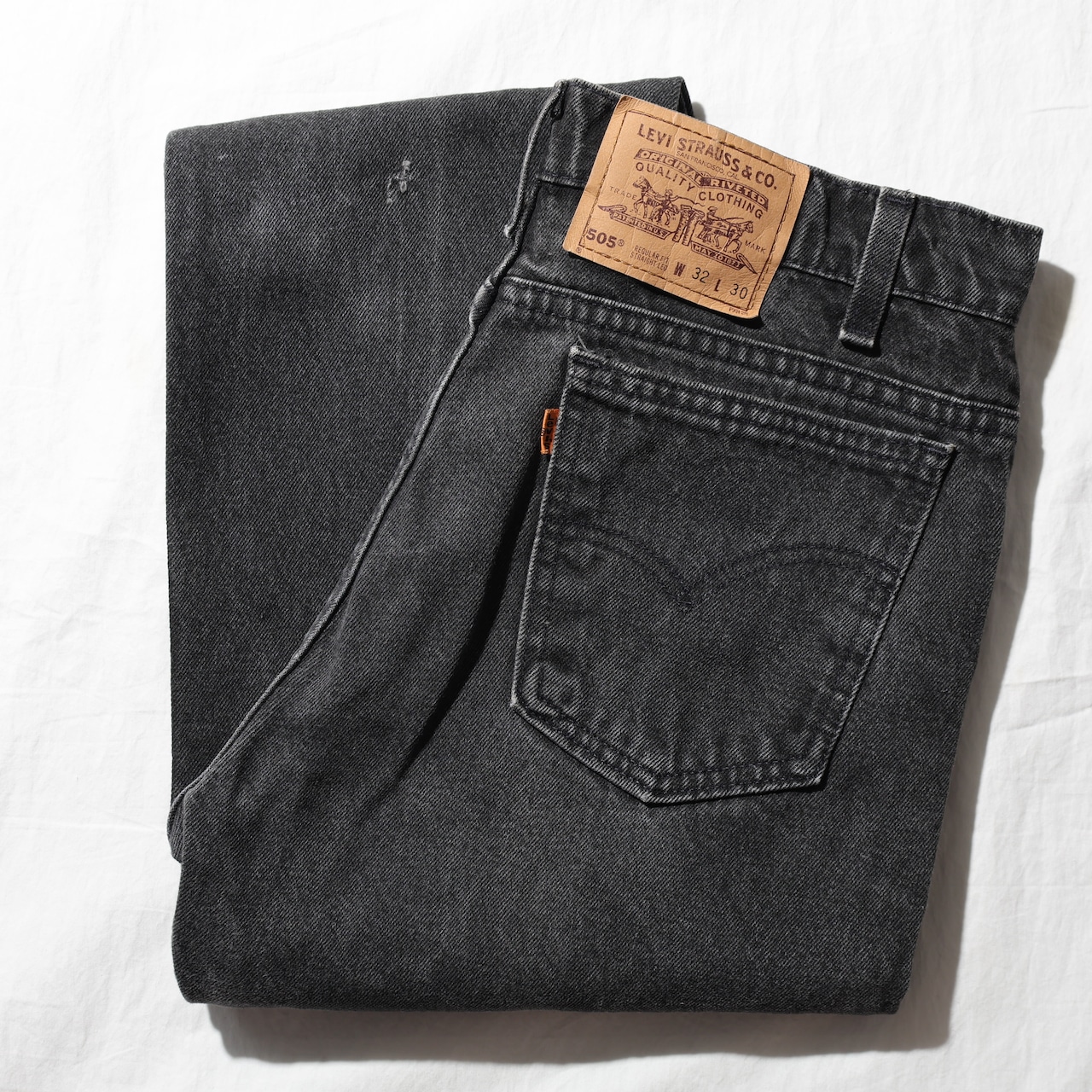 32×30 Levi’s 505 USA オレンジタブ 96年 サルファーブラックデニムパンツ リーバイス