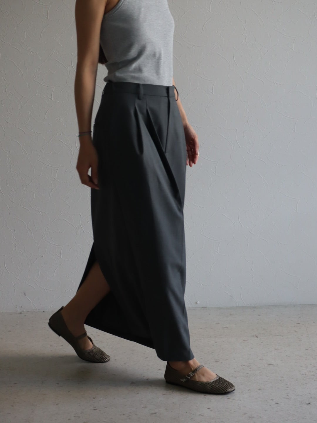 taffeta slit skirt (gray)