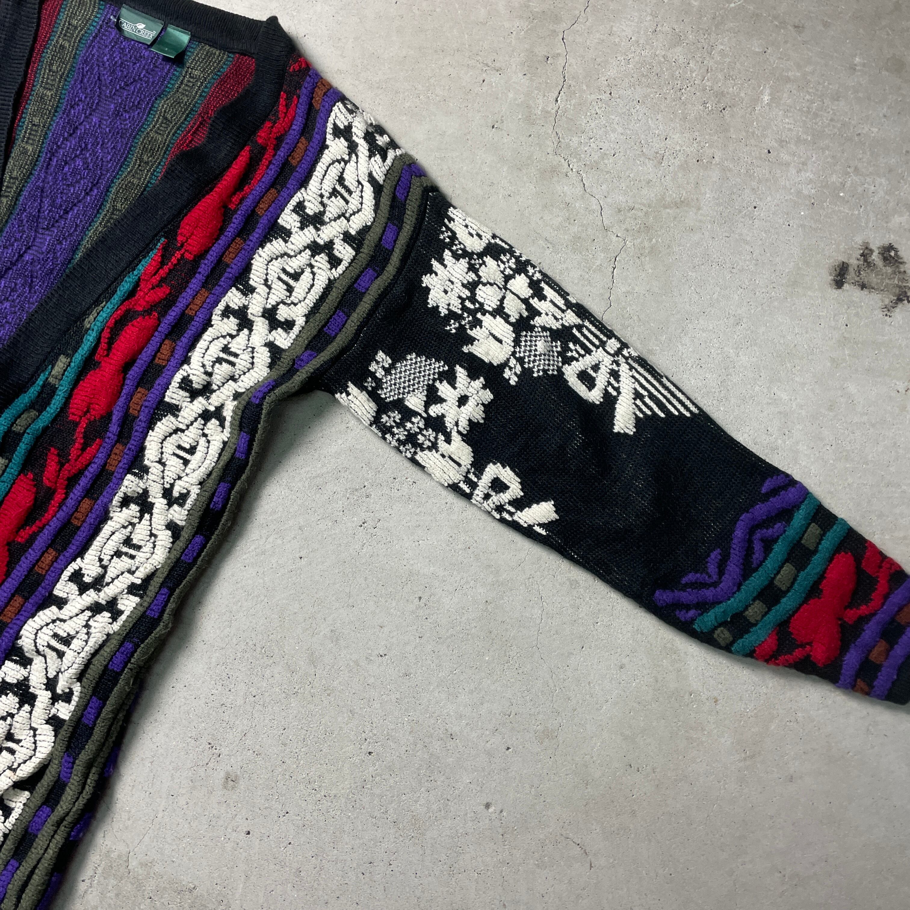 希少【Euro vintage】80s 90s ビンテージ中綿カーディガン 古着 90s vintage 古着 ビンテージ USA製 カーディガン アクリル メンズ old