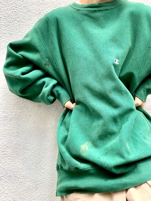 90‘s  old champion”reverse weave“made in usa ”green“JUNK