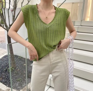 ワッフル風　Vネックトップス　AJ1050-2210