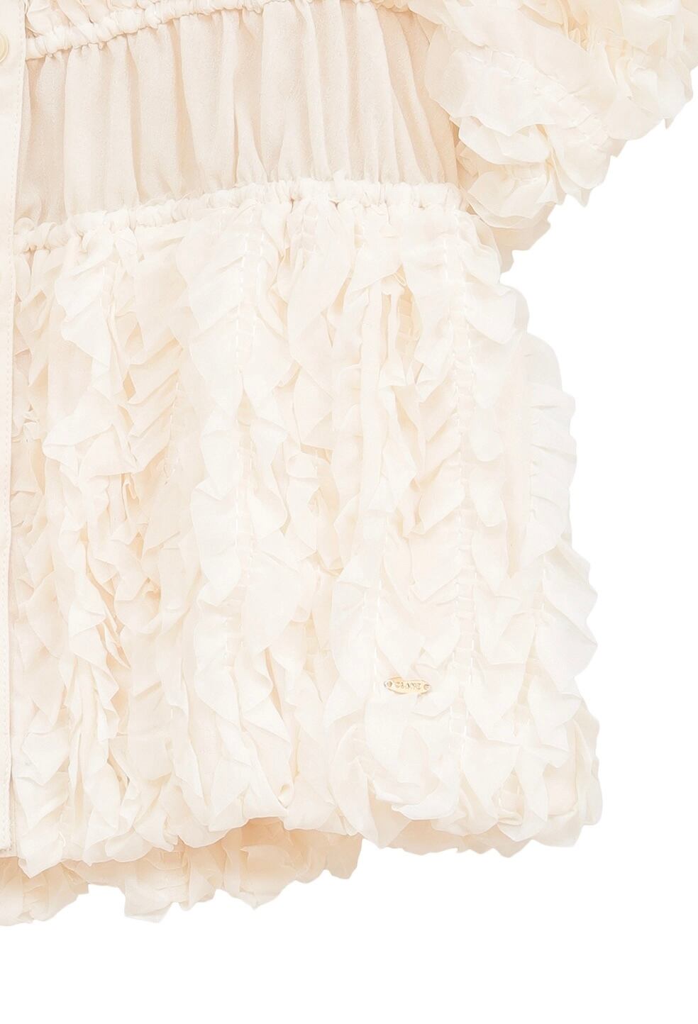 CLANE W FACE TOPSTITCHED FRILL TOPS -IVORY- | Chapel