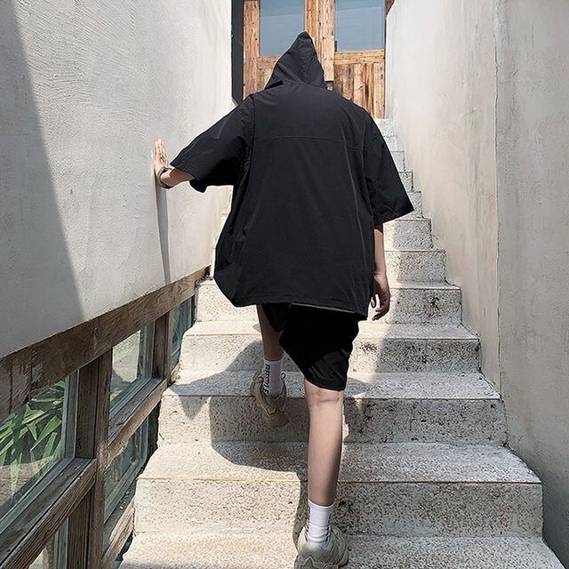 予約販売】メンズ セットアップ 上下 ハーフパンツ フード付き