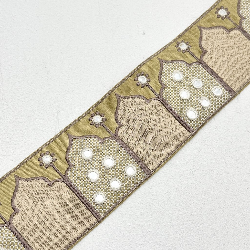 1ロール シティライト [ゴールドブラウン］インド刺繍リボン 1469-1R