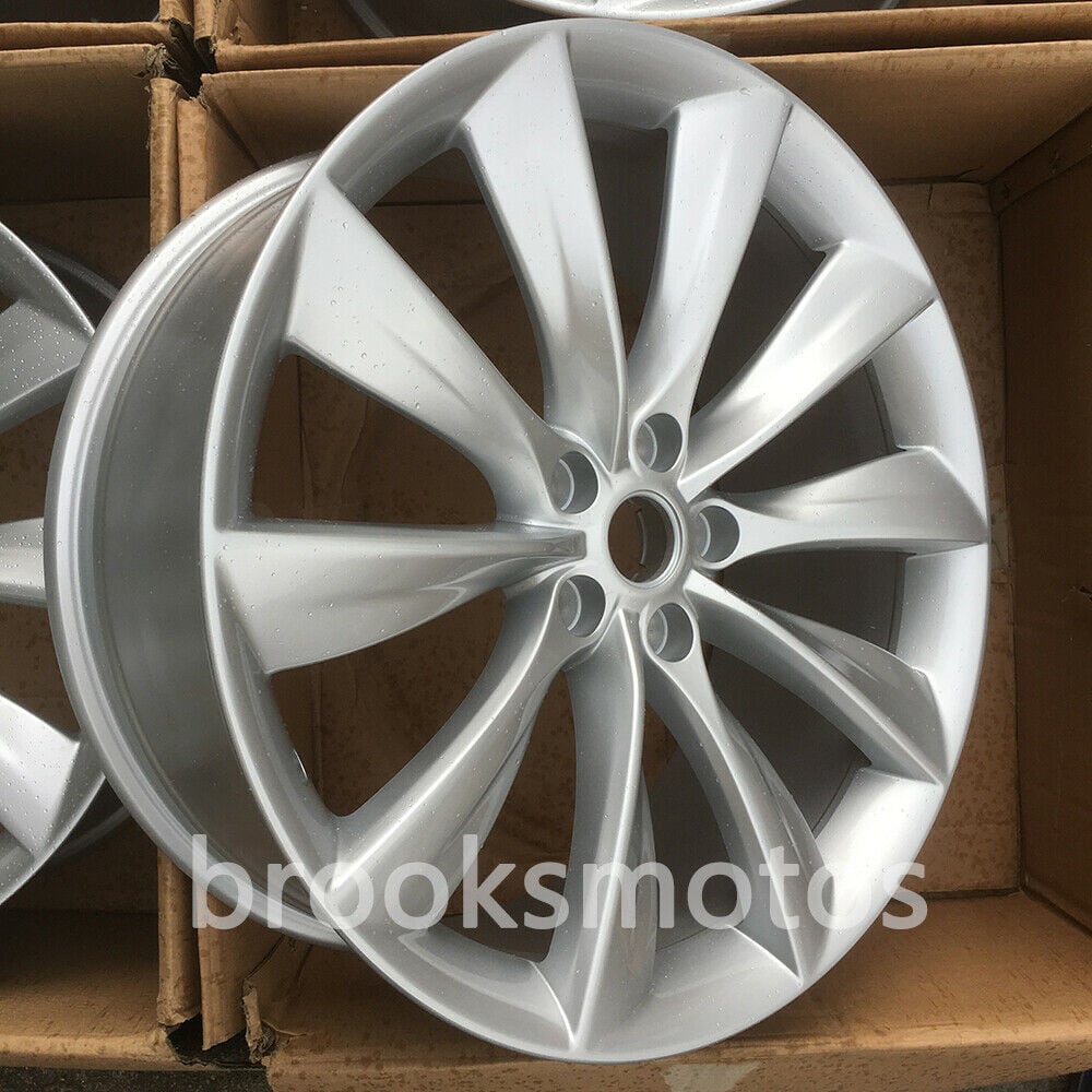 21インチ T STYLE ハイパーシルバー ホイールセット テスラ モデル S