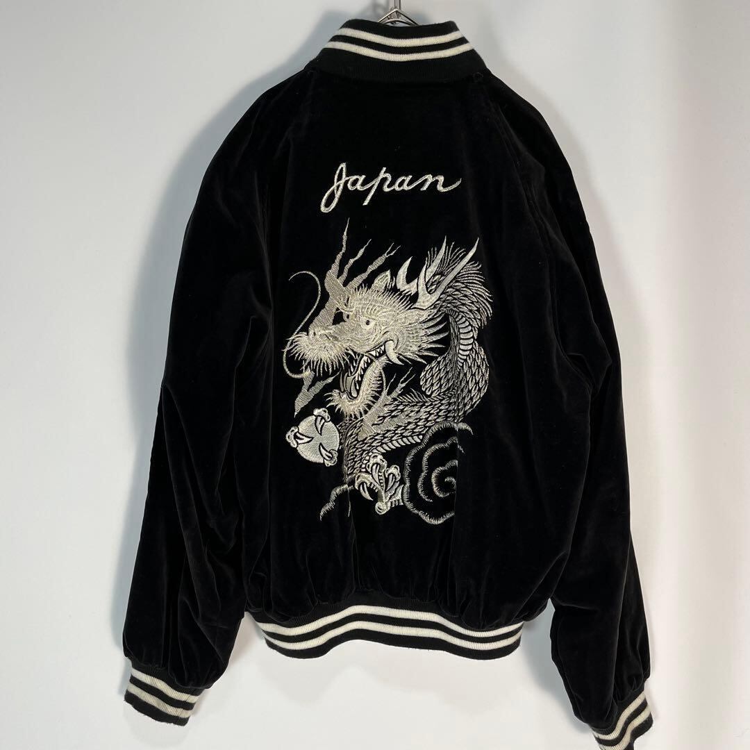 希少 横須賀 プリンス商会 55周年記念 鷹 タカ刺繍 スカジャン 黒 銀