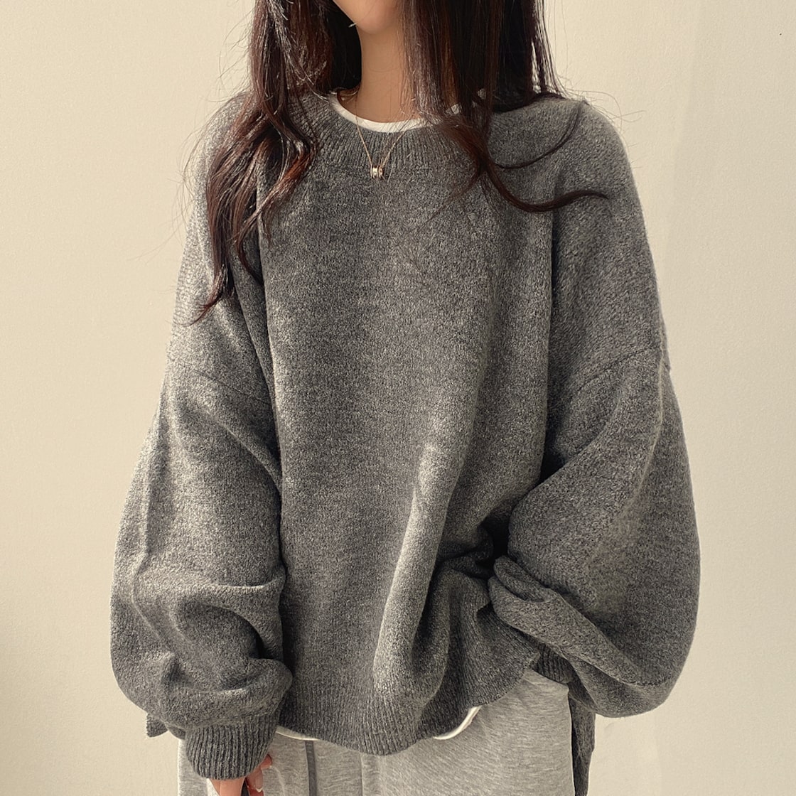 YGG★ブークレー オーバーサイズ ニット トップス ベージュ L オーバーサイズニット トップス レディース 長袖 ニット